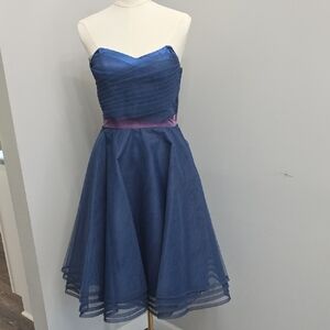Vintage Y2K Never Worn With Tags Betsey Johnson Blue and Purple Strapless Dress